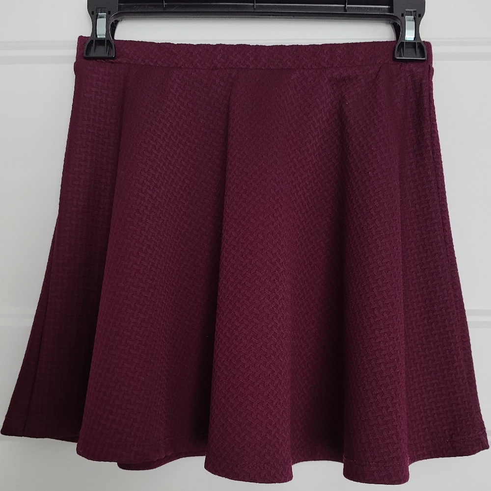 Forever 21 Burgundy Textured Skater Skirt